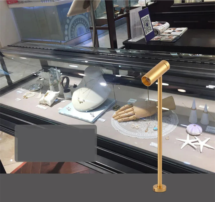 LED Spotlight 3W 12V jewelry display lamp, gold upright rotatable post by Simples Market.