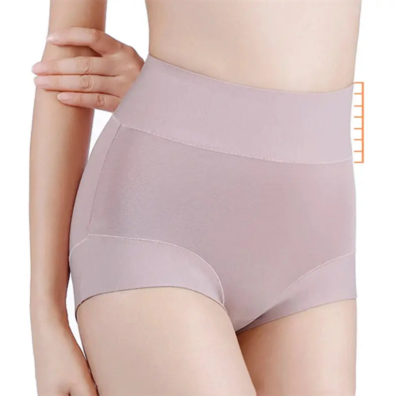 Simples Market 60S cotton high-rise panties in pale mauve; abdomen-tightening safety shorts for women