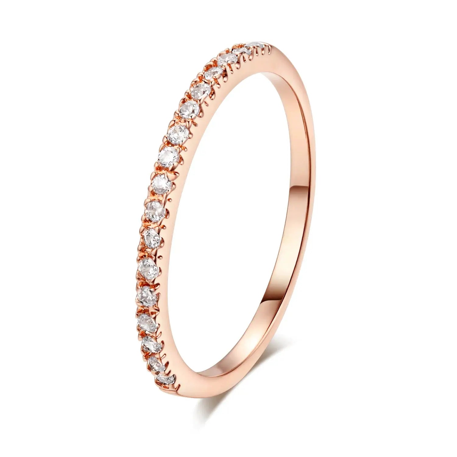 Delicate Micro Pave Zircon Ring For Women Trendy Chic Crystal Stackable Tiny Ring For Daily Wear R133