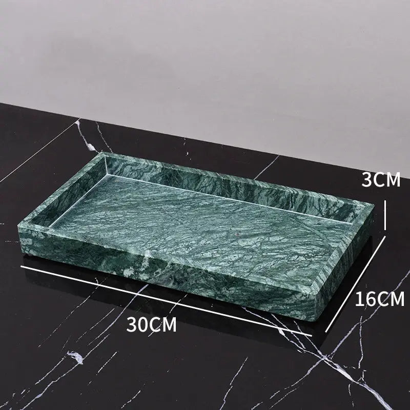 Simples Market marble bathroom tray in Indian green natural marble, 30x16x3 cm