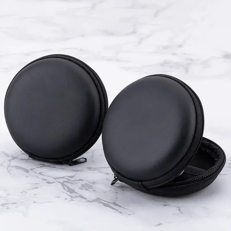 AuroraGuard PU Leather Mini Earphone Storage Case Hard Box Shatterproof Protection For Earphones And Cables