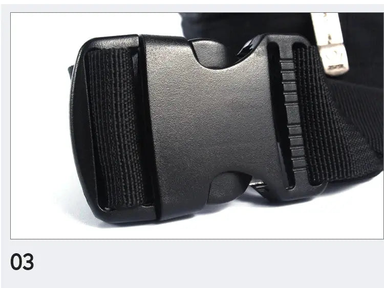 Waist pack black with adjustable strap and plastic buckle for unisex use