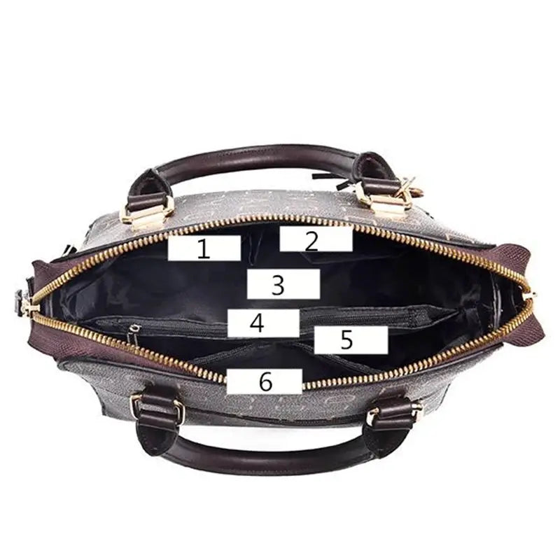 Simples Market Fashion English Letter Handbag in grey PU leather with top-handle and gold hardware, large-capacity interior