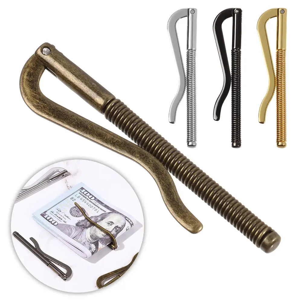 Metal money clips set by Simples Market; bronze, silver, black, gold finishes, includes 5 clips.