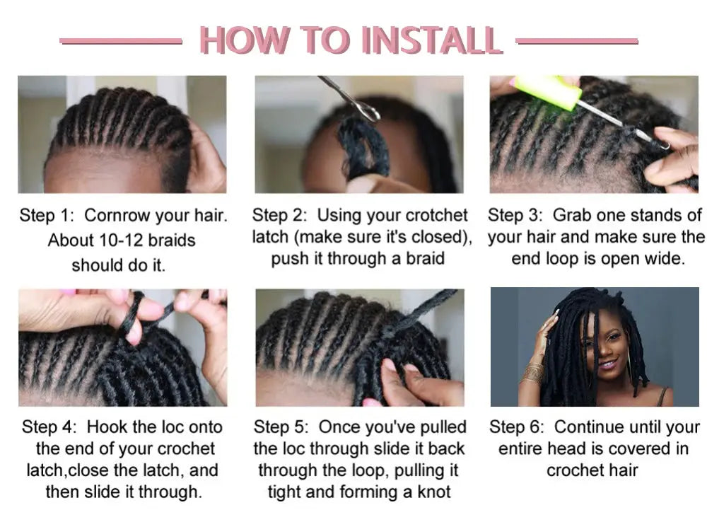 Synthetic Goddess Locs crochet hair extensions; black faux locs by Simples Market.