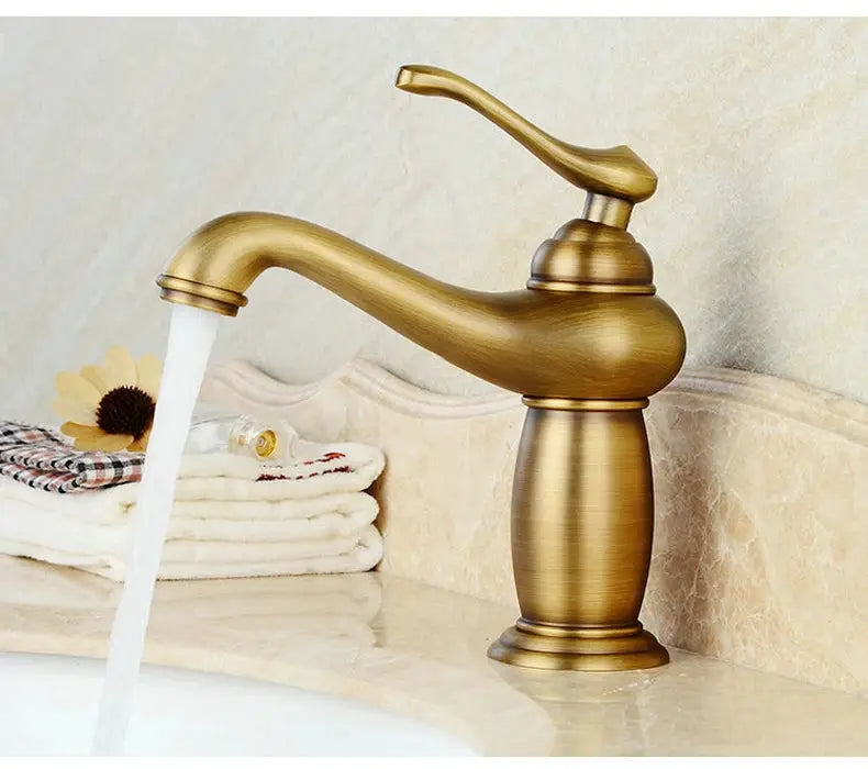 Bathroom faucet antique bronze finish solid brass single-handle sink tap