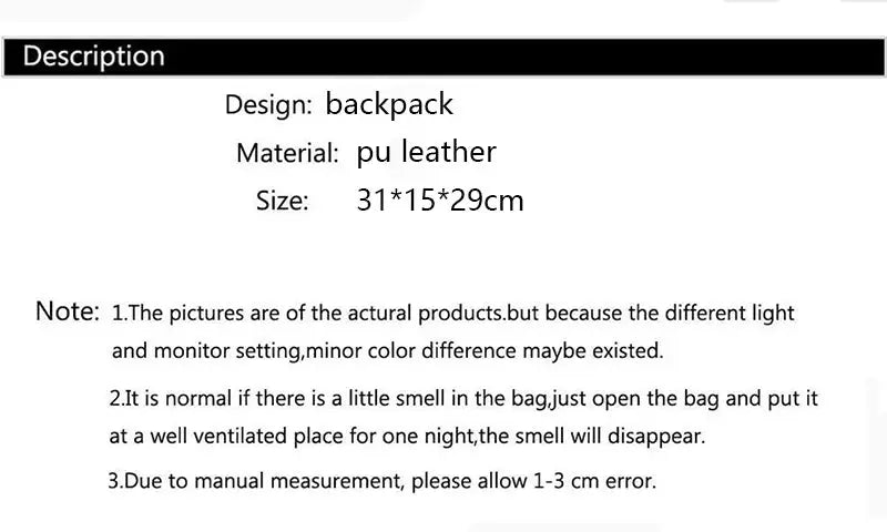Women's anti-theft backpack by Simples Market in PU leather, large-capacity travel bag, 31*15*29 cm