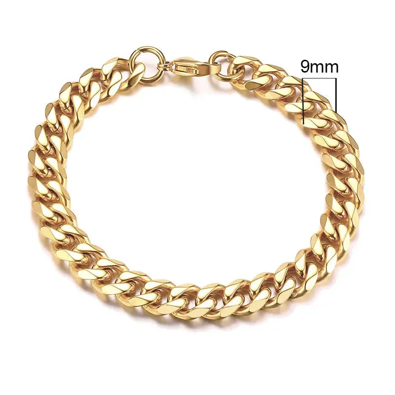 Vnox Stainless Steel Cuban Link Bracelet Unisex Curb Chain for Men and Women with Lobster Clasp