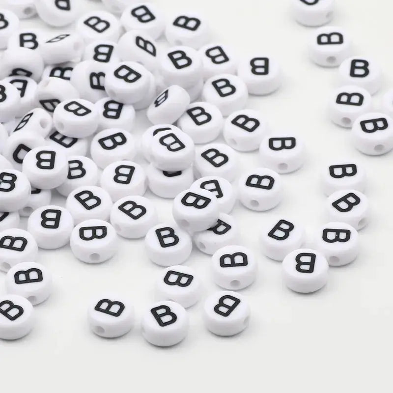 White Round Alphabet Letter Beads 7x4mm A To Z Acrylic Spacer Beads For Jewelry Making DIY Bracelets