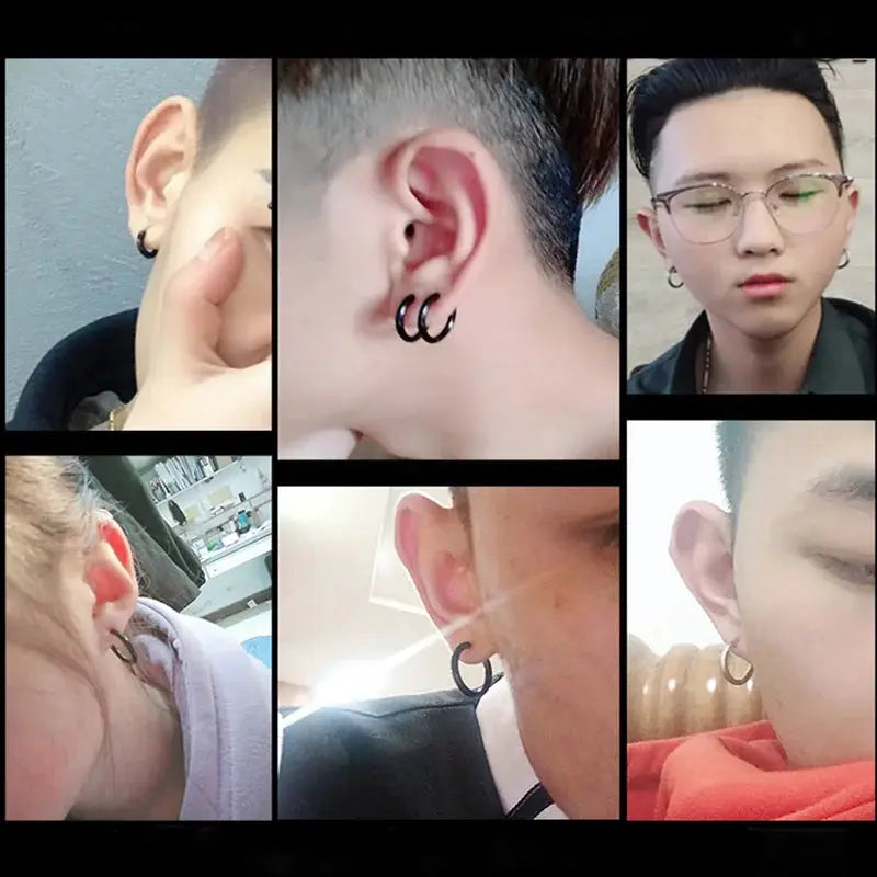 Unisex Stainless Steel Small Hoop Earrings 10mm Thin Circle Hypoallergenic Cartilage Tragus Ear Piercing