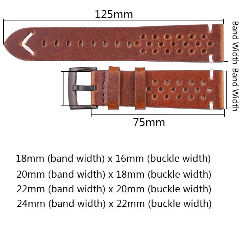 Heritage Leather Handmade Cowhide Watch Band 18mm 20mm 22mm 24mm Breathable Oil Wax Treated For Comfort