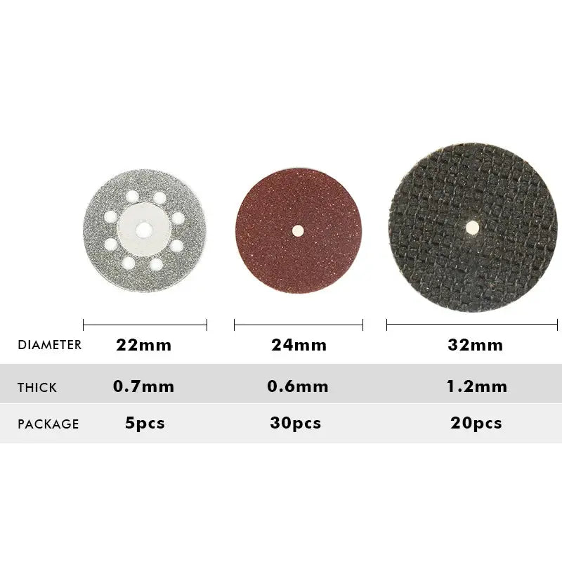 Dremel Cutting Discs and Grinding Wheels Set for Mini Drill Engraving Tool Heads and Circular Saw Blades