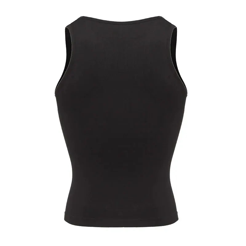 Black men's compression tank top shapewear for abdomen control and torso slimming