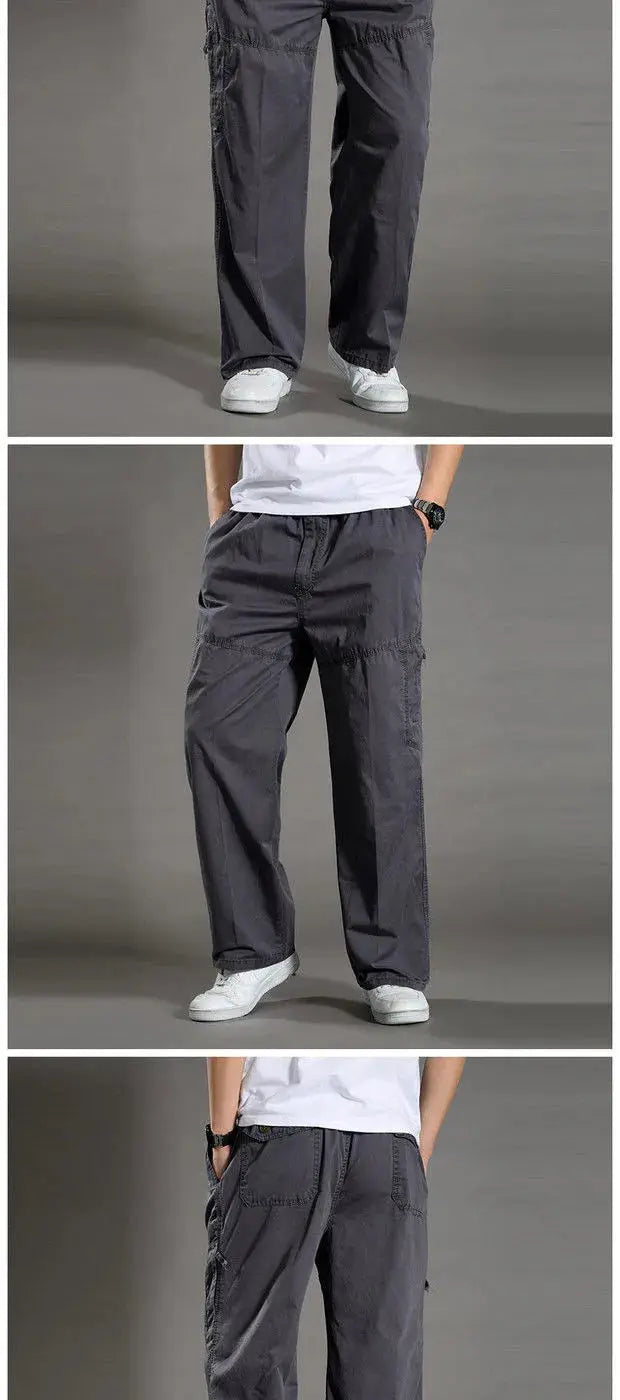 Men's cargo pants by Simples Market in dark gray cotton with cargo pockets, 6XL
