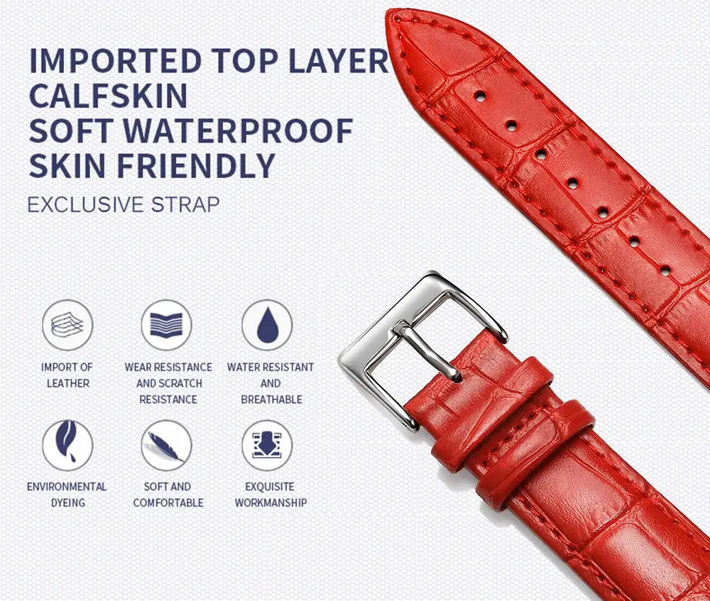 Simples Market red genuine leather watch band with buckle