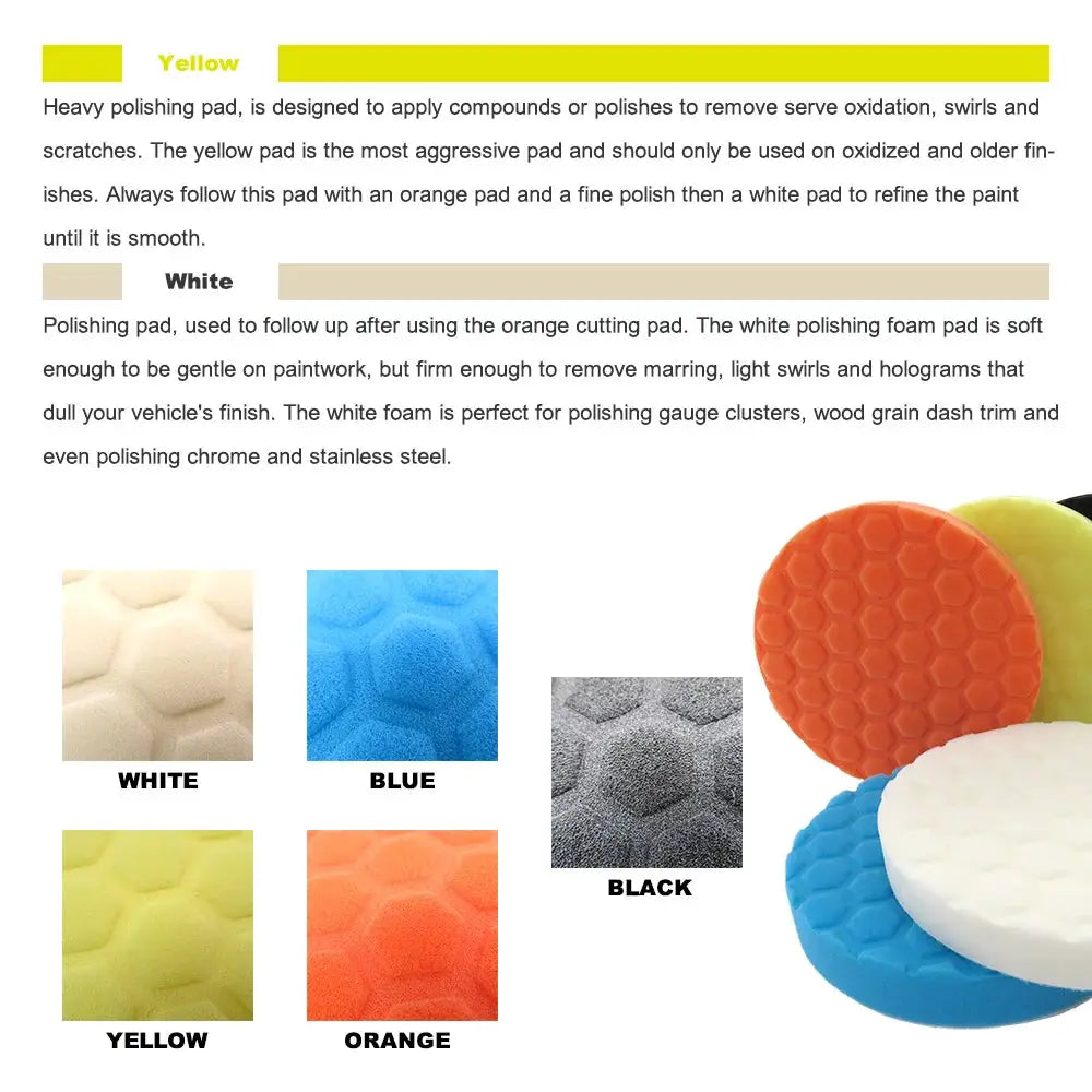 5 Piece Car Waxing Buffing Pad Set Polishing Discs 3 4 5 Inch Auto Detailing Wax Pads For Car Care