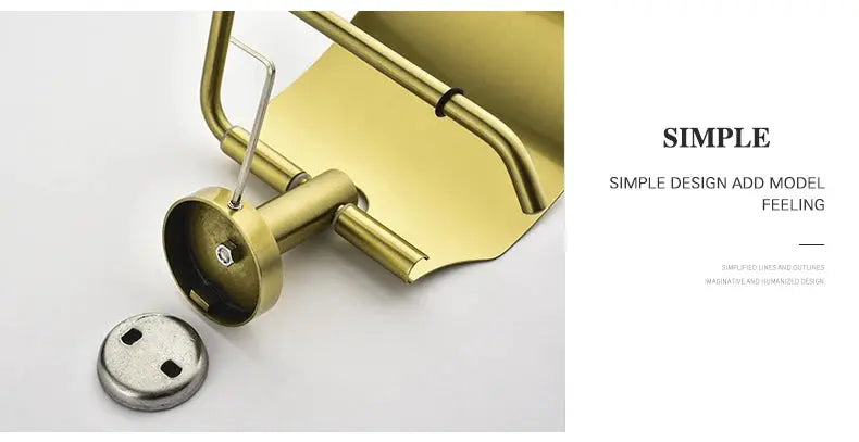 Simples Market brushed gold bathroom hardware set with wall-mounted toilet brush holder and accessories