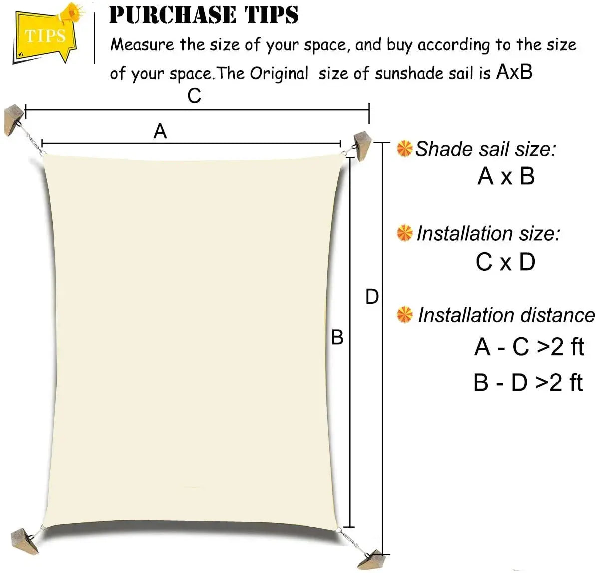 Sun shade sail by Simples Market, beige waterproof outdoor canopy for garden patio; square/rectangular 2x3m–5x6m.