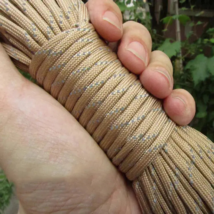 Simples Market reflective paracord rope, 4mm, 7‑strand tactical parachute cord, tan with reflective specks