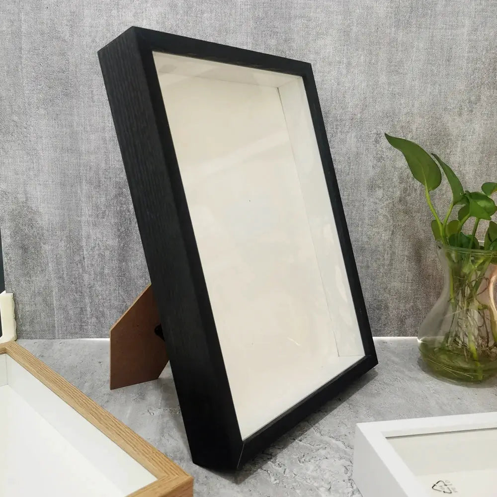 Shadow Box Depth 3cm black wooden photo frame for displaying 3D works; three frames shown Simples Market