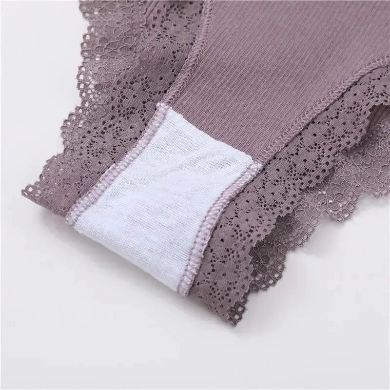 Women's cotton lace panties, purple Brazilian briefs from Simples Market