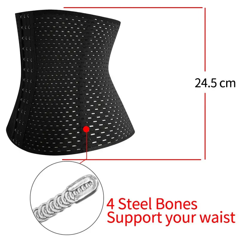 Waist trainer for men by Simples Market, black mesh corset with 4 steel bones