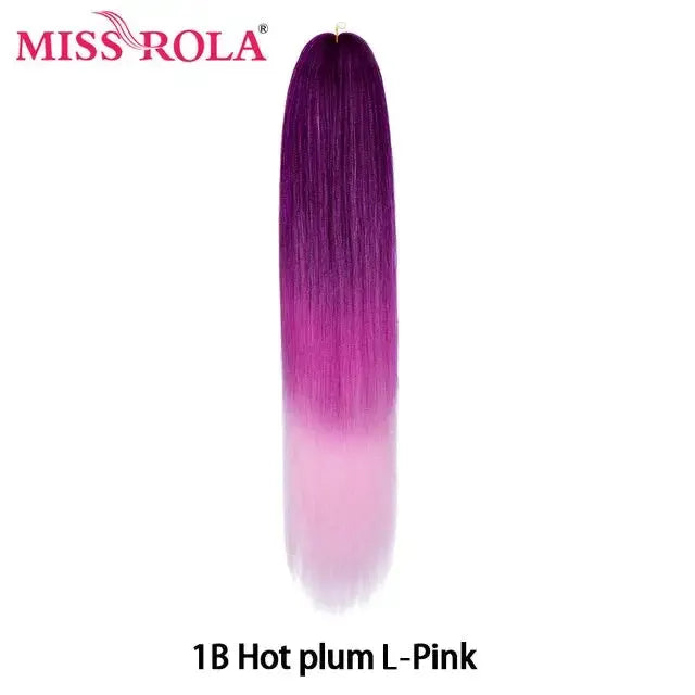 Miss Rola synthetic 30in Kanekalon braid, pre-stretched Yaki straight, gradient hot plum to pink, Simples Market