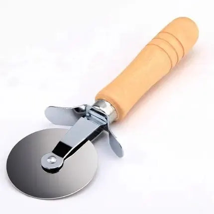 Stainless Steel Pizza Wheel Cutter With Wooden Handle Diameter 6.5 Cm For Pizzas Waffles Cookies Cakes