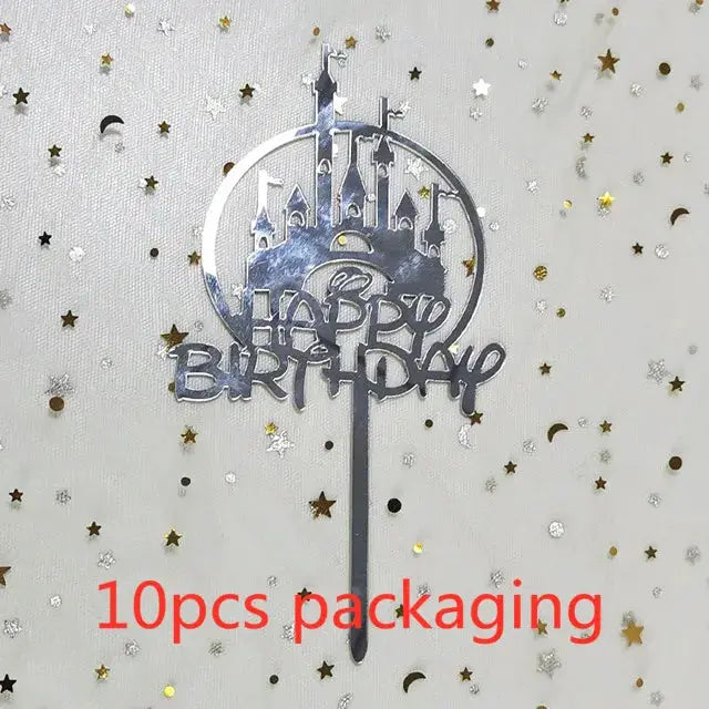 10 Pcs Rose Gold Silver Black Acrylic Cake Toppers Set For Birthday Parties Baby Showers And Dessert Decoration