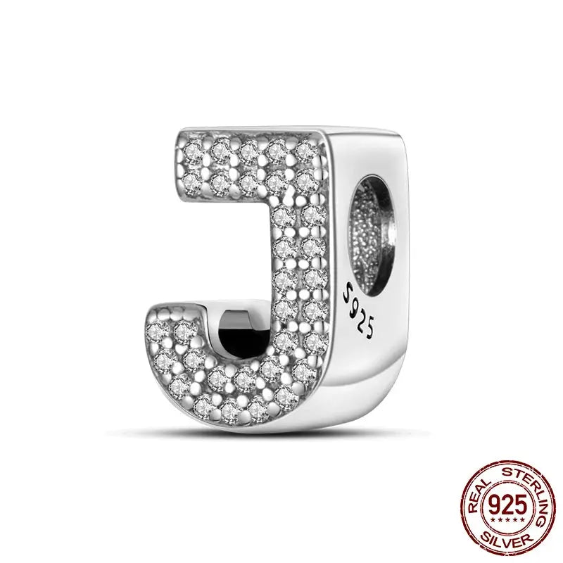 26 Alphabet Beads A To Z 925 Sterling Silver Love Charm Fit Original Bangle Charms Bracelet CZ Zircon Jewelry