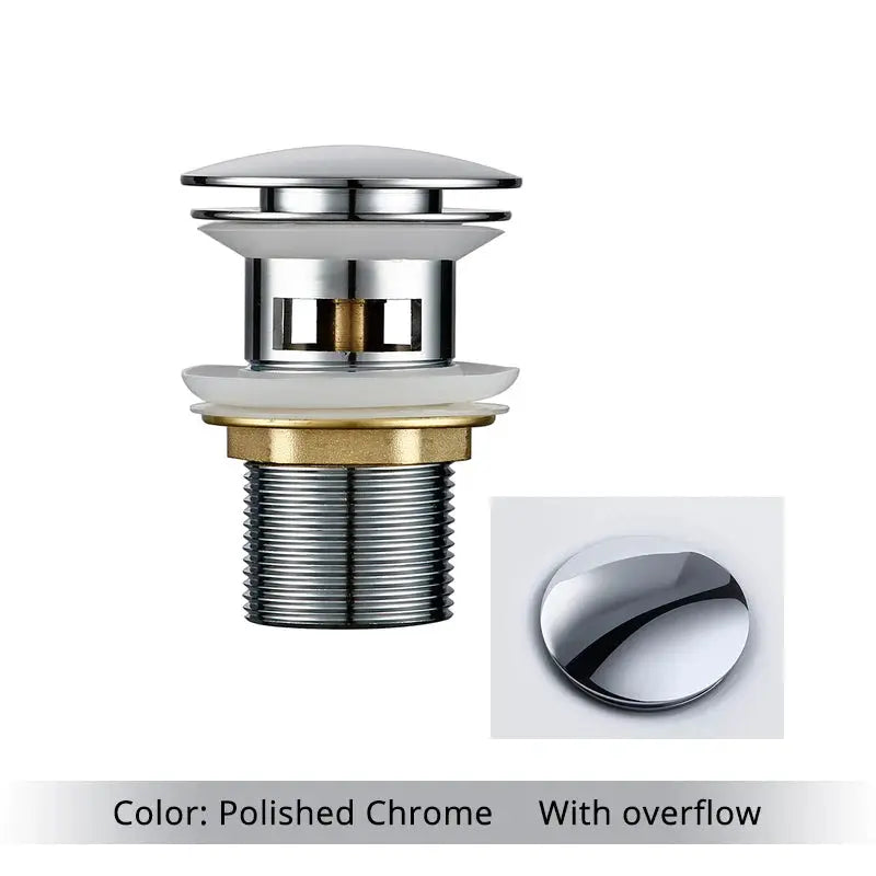 Bagnolux polished chrome pop-up bathroom sink drain with overflow for vessel lavatory