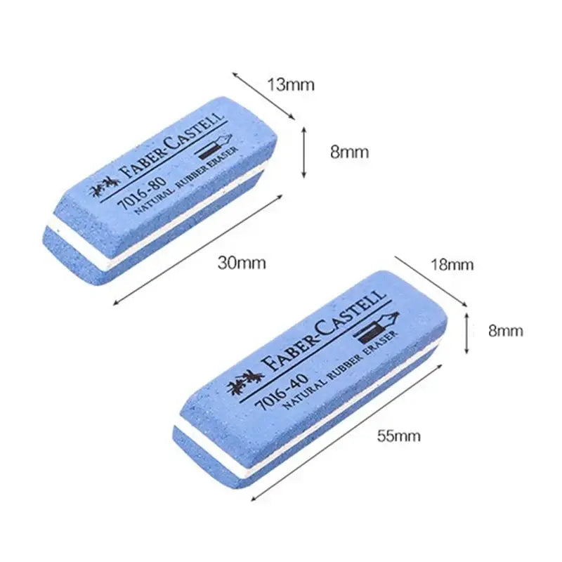 Faber-Castell natural rubber erasers, blue; 2 pcs shown for gel/ink/ballpoint pens