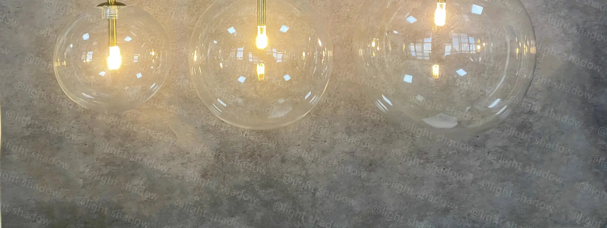 Glass ball LED pendant lights with gold suspension, set of 3 for modern Nordic bedroom or living space