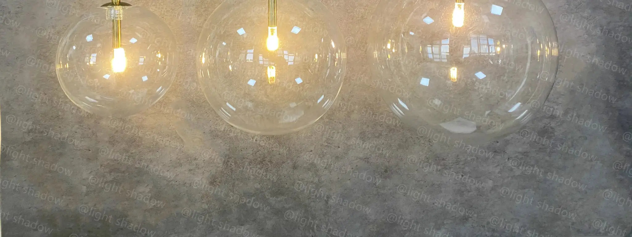Glass ball LED pendant lights with gold suspension, set of 3 for modern Nordic bedroom or living space
