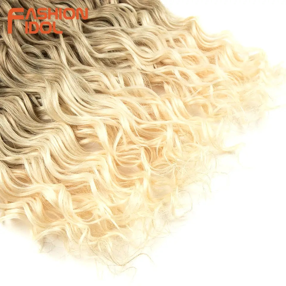 Jessica Hair deep-wavy twist crochet hair extensions in blonde, synthetic high-temp fiber braiding hair