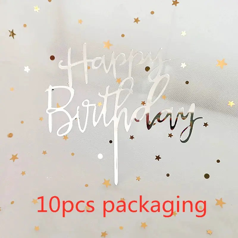 10 Pcs Rose Gold Silver Black Acrylic Cake Toppers Set For Birthday Parties Baby Showers And Dessert Decoration