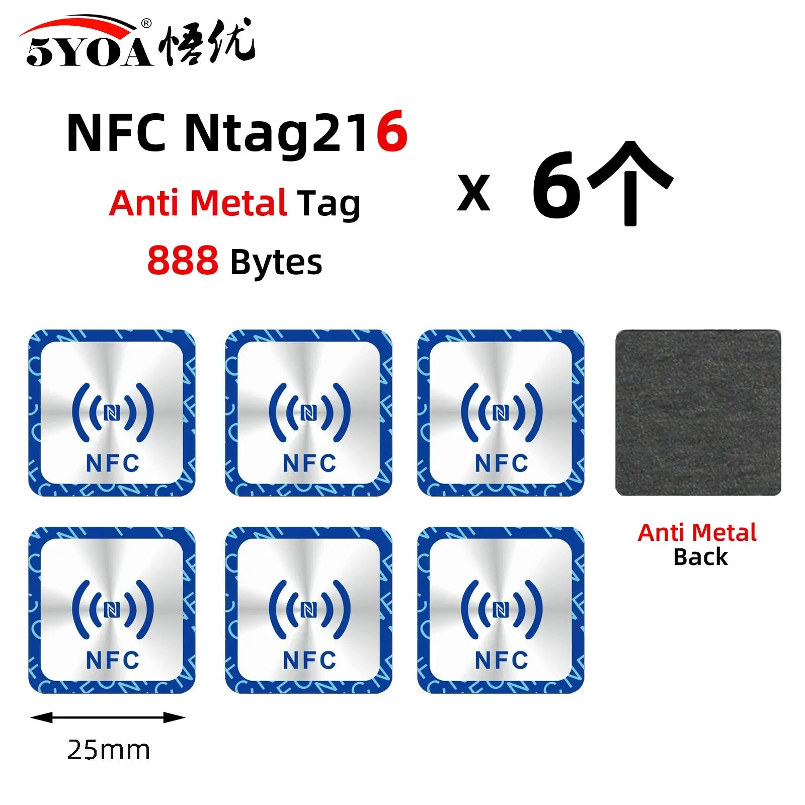 6 Pcs NFC Ntag213 Ntag215 Ntag216 Tags Sticker 13.56MHz Universal RFID Labels For Amiibo And More