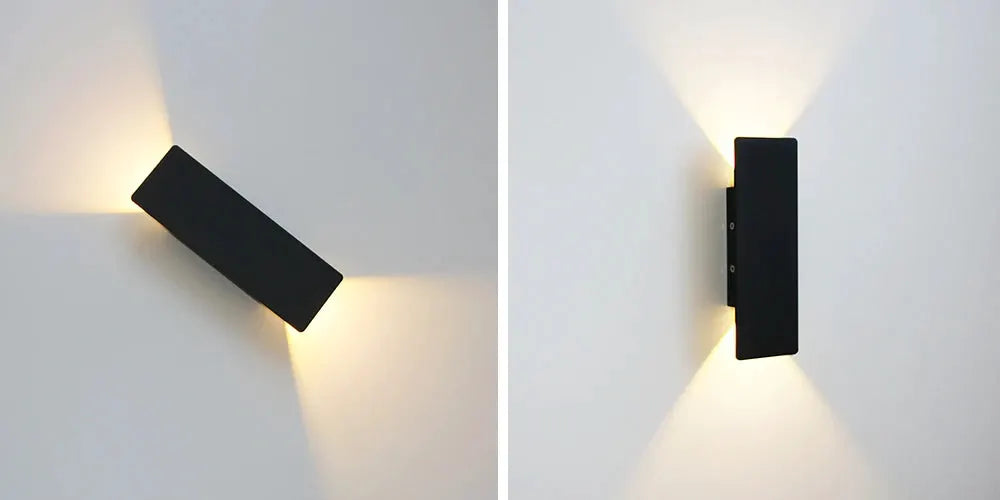 Modern LED wall lamp by Simples Market; black aluminum, indoor wall lighting with up and down illumination.