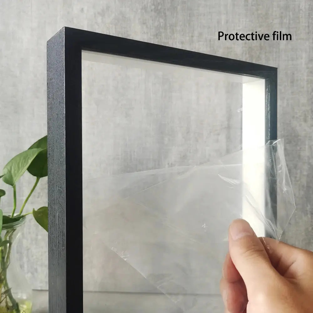 Shadow box wooden photo frame, black, 3 cm deep by Simples Market with protective film.
