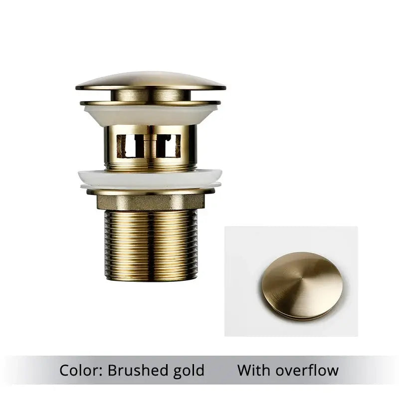 Bagnolux brushed gold pop-up bathroom drain for vessel sink with overflow by Simples Market