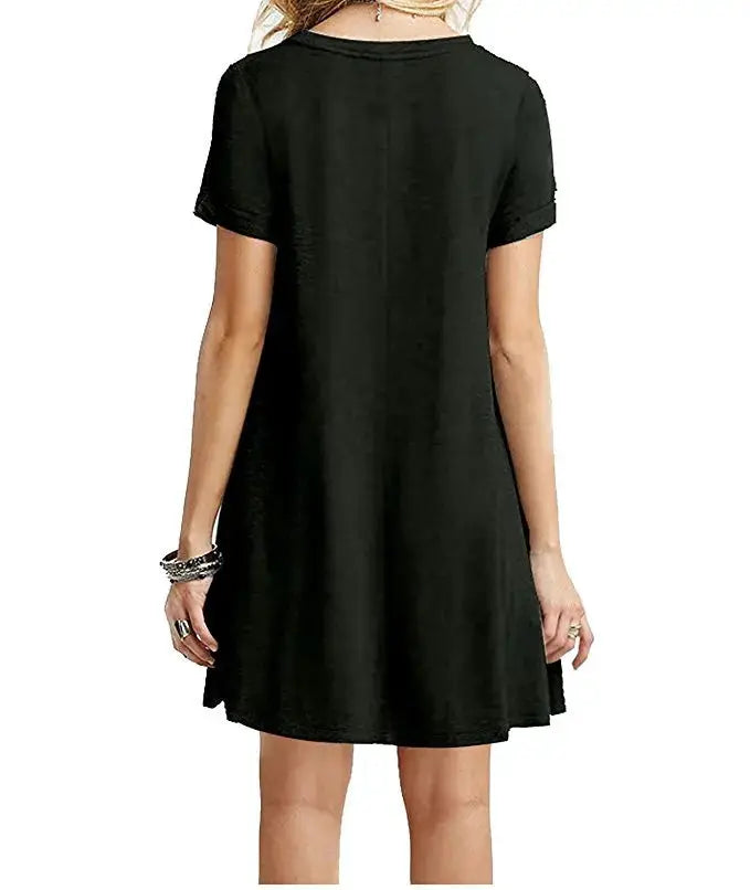 Instylis Women Casual Vintage O Neck Print Loose Mini Dress Sundress