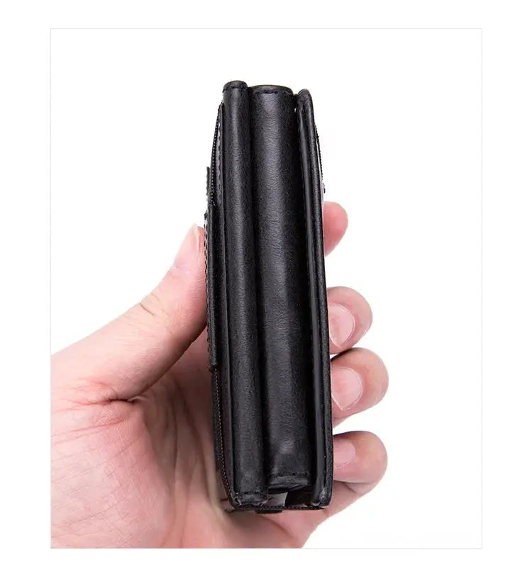 Zciti PU leather wallet clutch in black carbon fiber card holder, RFID blocking