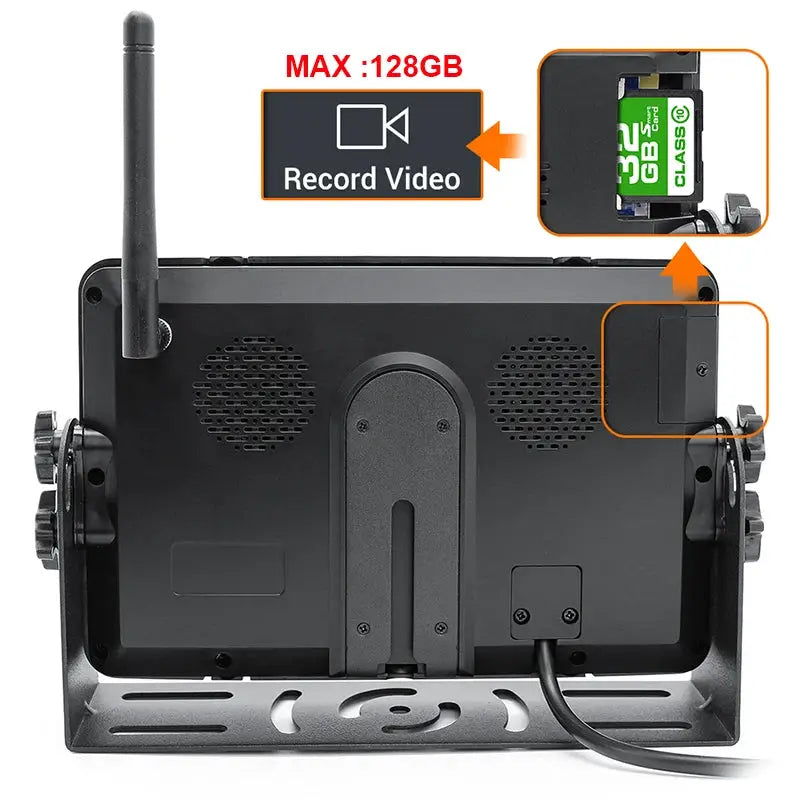 Simples Market GreenYi 7-inch black wireless truck DVR monitor with SD card slot and antenna