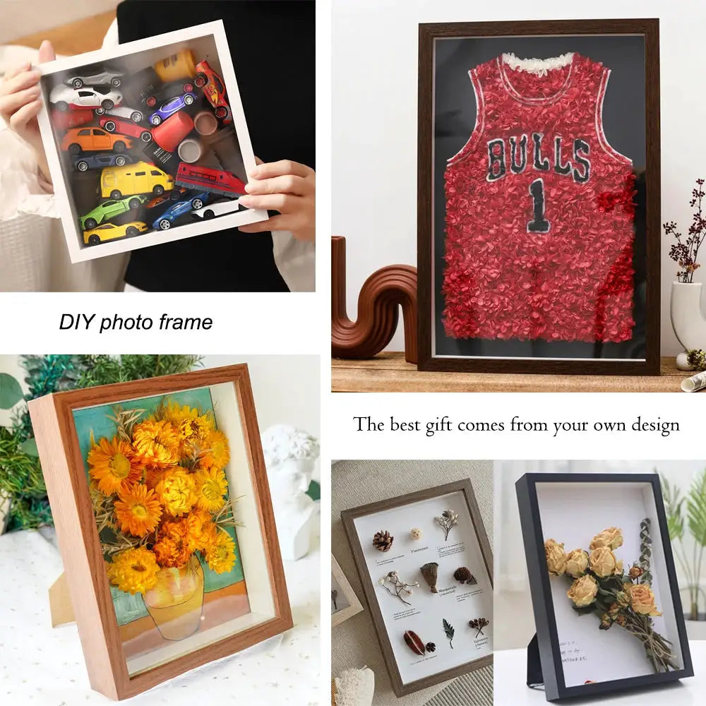 Simples Market wooden shadow box frame, 3cm depth, for displaying 3D artworks and keepsakes.