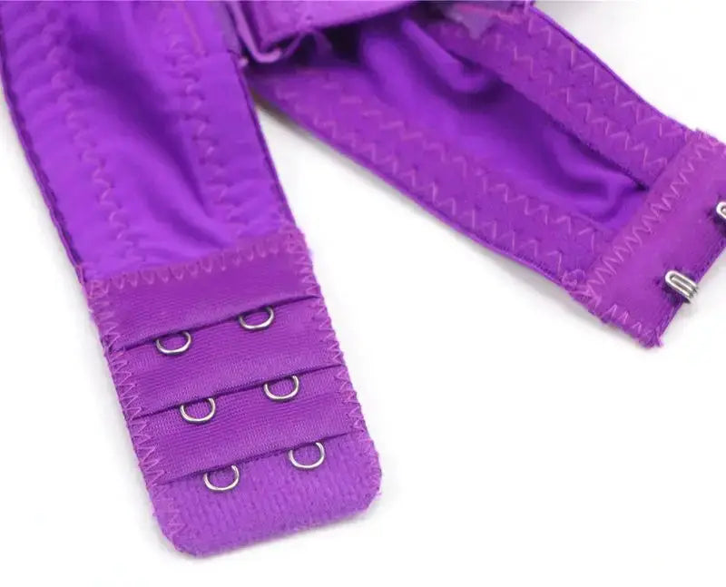 Nouvelle seamless plus-size bra in purple with back hook closure and three-row hooks