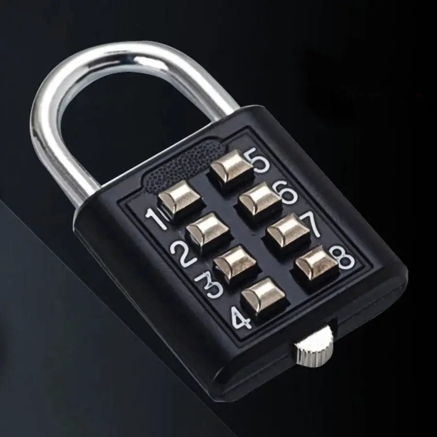 Simples Market 8-digit combination padlock with zinc alloy body, black luggage travel lock