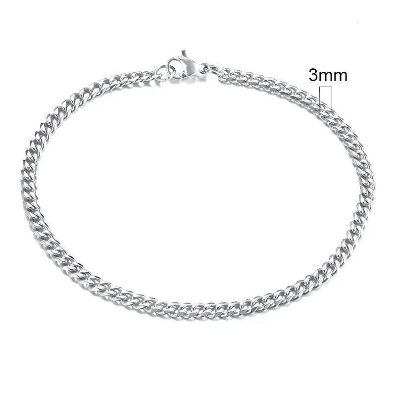 Vnox Stainless Steel Cuban Link Bracelet Unisex Curb Chain for Men and Women with Lobster Clasp