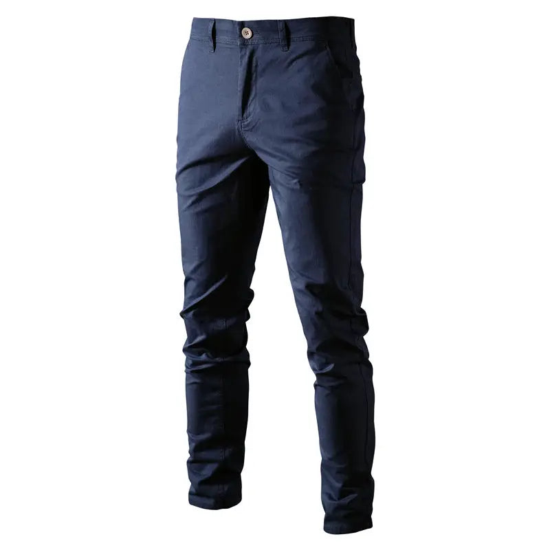 AIOPESON men's casual cotton trousers, navy, slim-fit, Simples Market