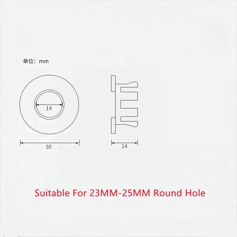 Overflow hole decorative copper cover for 23–25mm round sink hole with black insert ring, 1 pc