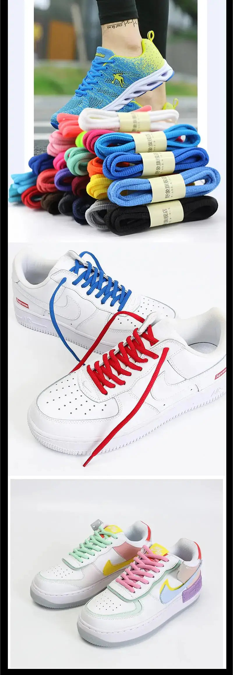 Classic round shoelaces, 1 pair, assorted colors, Simples Market, for leisure sport sneakers